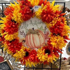 Handmade one of a kind Hello Autumn wall/door decor